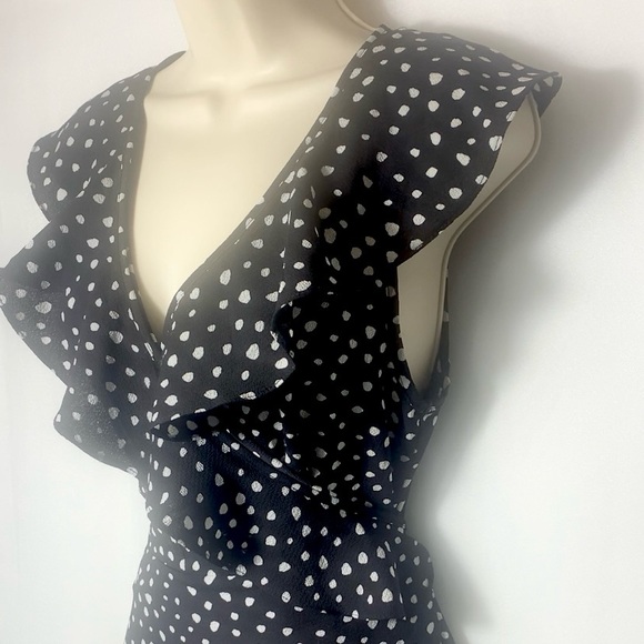 Brand New Max Studio Black and White polka dot wrap around dress - Picture 6 of 14